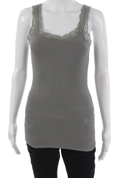 Calypso Saint Barth Women Gray Viscose Sleeveless Square Neck Tank Size S