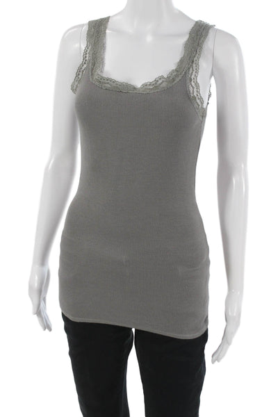 Calypso Saint Barth Women Gray Viscose Sleeveless Square Neck Tank Size S