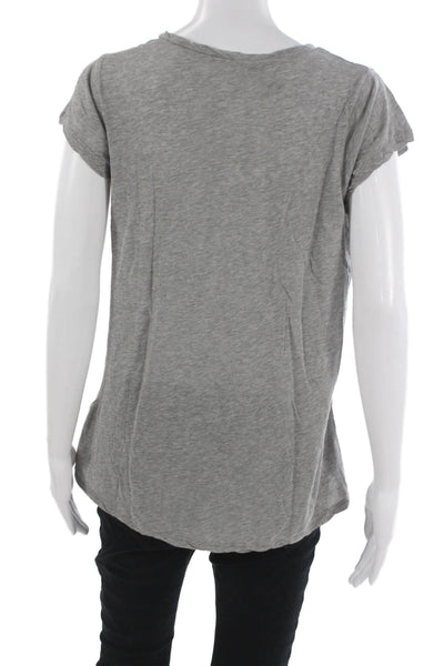 Standard James Perse Women Gray Cotton Scoop Neck T Shirt Short Sleeve Size 2
