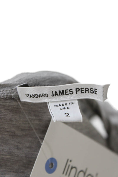 Standard James Perse Women Gray Cotton Scoop Neck T Shirt Short Sleeve Size 2