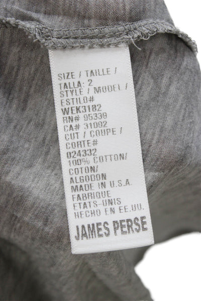 Standard James Perse Women Gray Cotton Scoop Neck T Shirt Short Sleeve Size 2