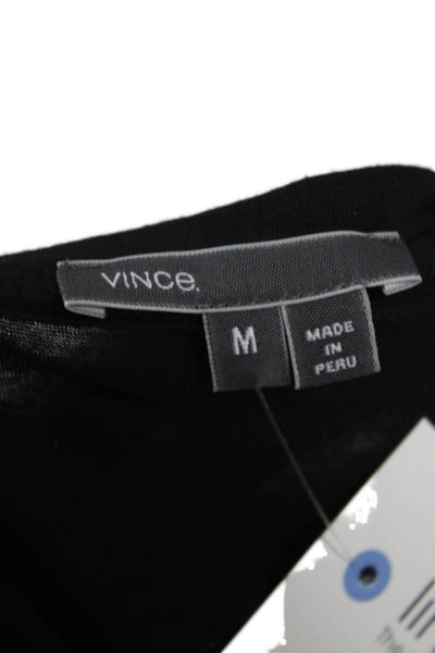 Vince Women Basic Colorblock Cotton Blend Short Sleeve T-Shirt Black Size M
