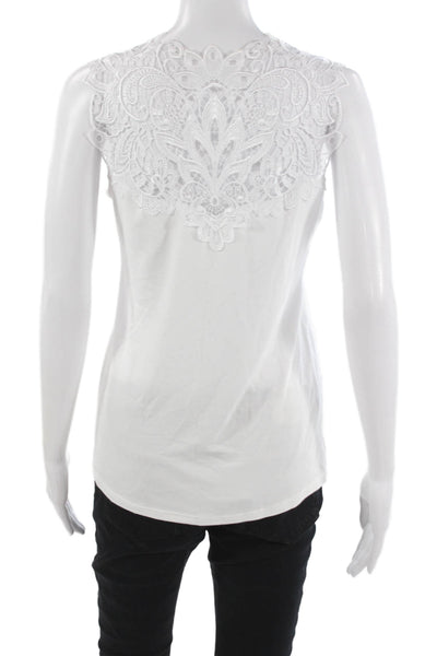 Arianne Womens Rayon Tank White Round Neck Sleeveless Size M