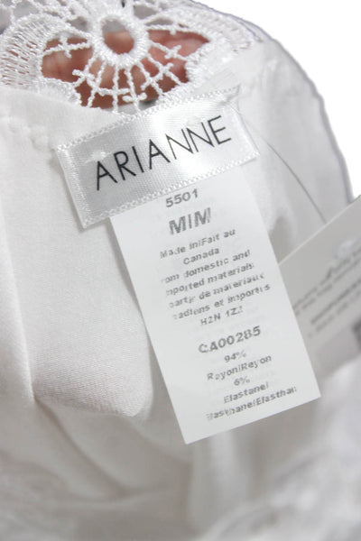 Arianne Womens Rayon Tank White Round Neck Sleeveless Size M