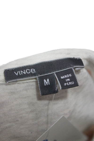 Vince Women Gray Pima Cotton Colorblock Long Sleeve T-Shirt Size M