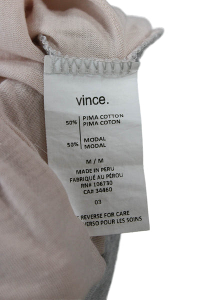 Vince Women Gray Pima Cotton Colorblock Long Sleeve T-Shirt Size M