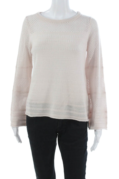 Margaret OLeary Women Basic Cashmere Crew Neck Long Sleeve Sweater Pink Size S
