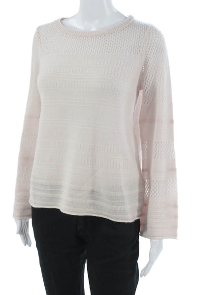 Margaret OLeary Women Basic Cashmere Crew Neck Long Sleeve Sweater Pink Size S