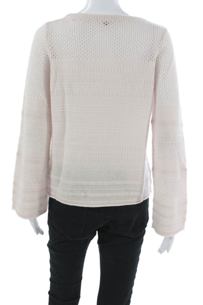 Margaret OLeary Women Basic Cashmere Crew Neck Long Sleeve Sweater Pink Size S