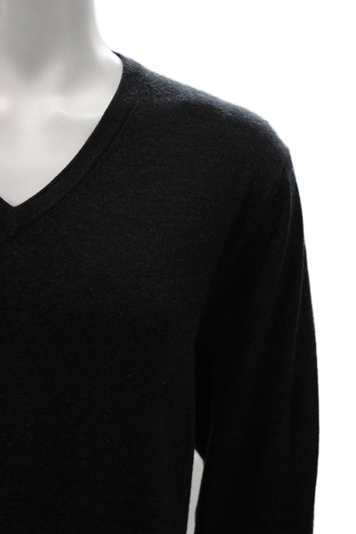 Brooks Brothers Mens Merino Wool V Neck Pullover Gray Sweater Size L