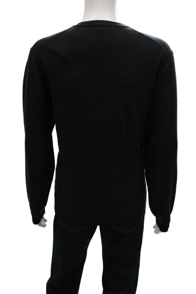 Brooks Brothers Mens Merino Wool V Neck Pullover Gray Sweater Size L