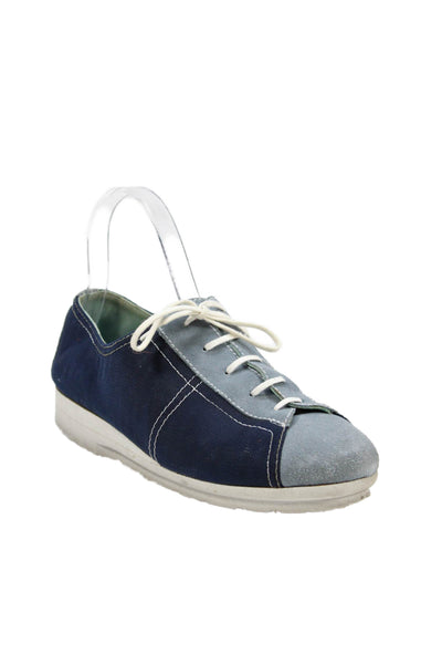 Thierry Rabotin Womens Lace Up Suede Mesh Low Top Sneakers Blue Navy Size 37