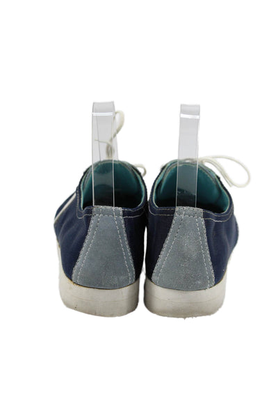Thierry Rabotin Womens Lace Up Suede Mesh Low Top Sneakers Blue Navy Size 37