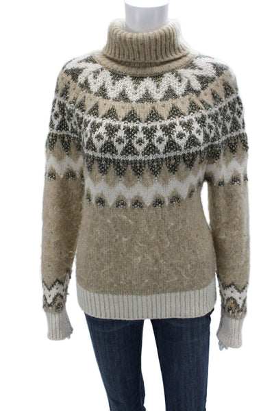 Pilcro Anthropologie Women Pullover Sweater Fair Isle Beige Size XS