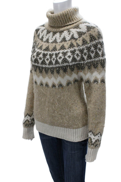 Pilcro Anthropologie Women Pullover Sweater Fair Isle Beige Size XS