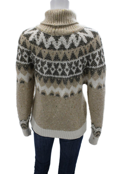 Pilcro Anthropologie Women Pullover Sweater Fair Isle Beige Size XS