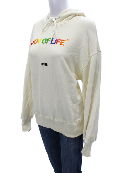 MSGM Women Pullover Sweater Ivory Cotton Round Neck Long Sleeve Solid Size XS