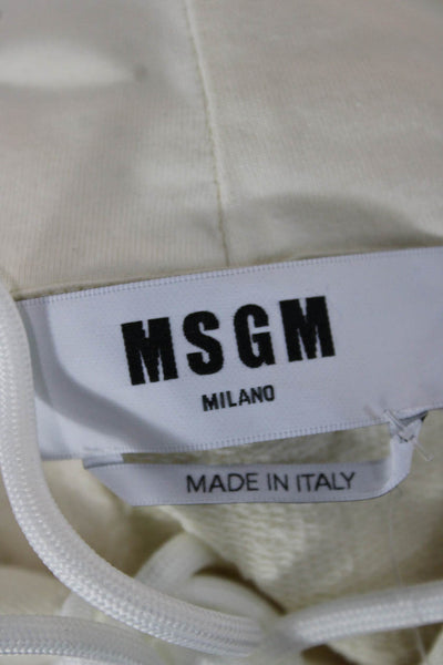 MSGM Women Pullover Sweater Ivory Cotton Round Neck Long Sleeve Solid Size XS