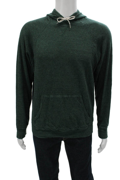 J Crew Mens Pullover Hoodie Green Cotton Long Sleeve Size M