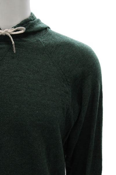 J Crew Mens Pullover Hoodie Green Cotton Long Sleeve Size M