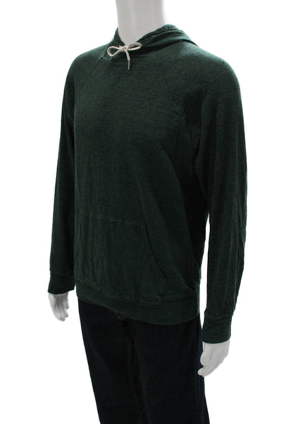 J Crew Mens Pullover Hoodie Green Cotton Long Sleeve Size M