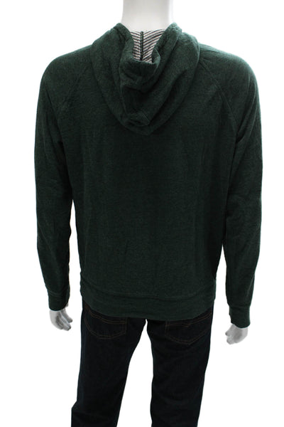 J Crew Mens Pullover Hoodie Green Cotton Long Sleeve Size M
