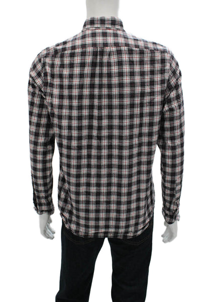 J Crew Mens Cotton Plaid Long Sleeve Collared Button-Down Shirt Gray Size M