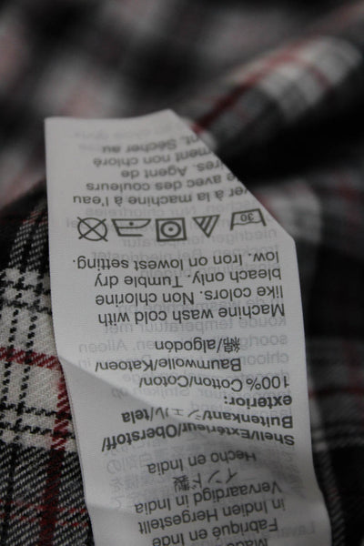 J Crew Mens Cotton Plaid Long Sleeve Collared Button-Down Shirt Gray Size M
