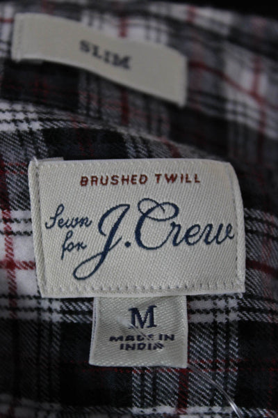 J Crew Mens Cotton Plaid Long Sleeve Collared Button-Down Shirt Gray Size M