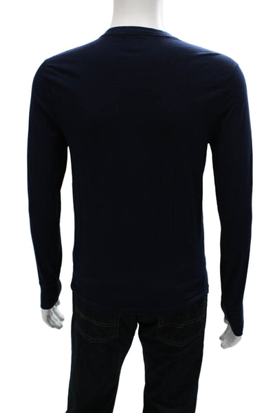 J Crew Mens Blue Cotton Long Sleeve Henley T-Shirt Solid Size S