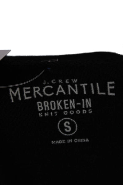 J Crew Mens Blouse Henley Long Sleeve Black 100% Cotton Size S