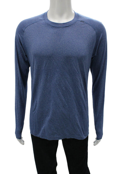 Lululemon Mens Basic T-Shirt Blue Long Sleeve Crew Geometric Size S