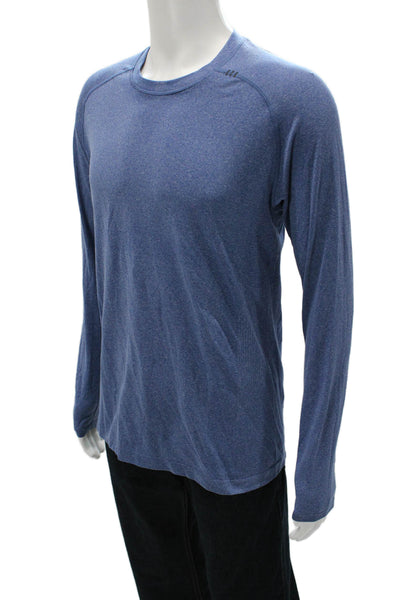 Lululemon Mens Basic T-Shirt Blue Long Sleeve Crew Geometric Size S