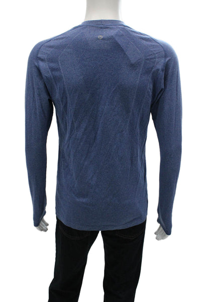 Lululemon Mens Basic T-Shirt Blue Long Sleeve Crew Geometric Size S