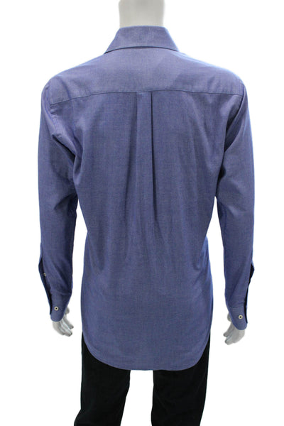 Peter Millar Mens Button Up Collared Long Sleeve Cotton Shirt Blue Size M
