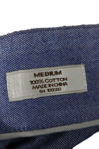 Peter Millar Mens Button Up Collared Long Sleeve Cotton Shirt Blue Size M