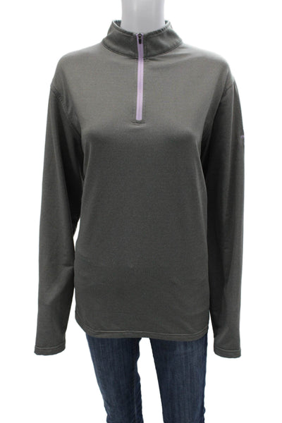 Peter Millar Mens Mock Neck Zip Pullover Gray Polyester Long Sleeve Size M