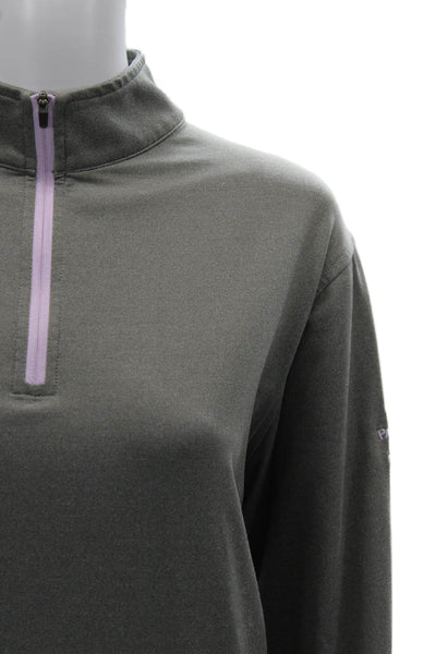 Peter Millar Mens Mock Neck Zip Pullover Gray Polyester Long Sleeve Size M