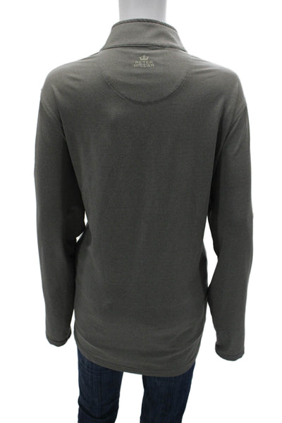 Peter Millar Mens Mock Neck Zip Pullover Gray Polyester Long Sleeve Size M