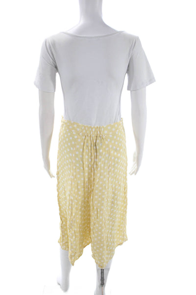 Faithfull The Brand Women Polka Dot Skirt Yellow Button Knee Size 8