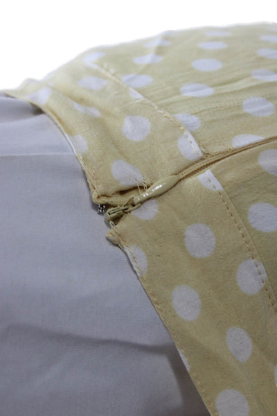 Faithfull The Brand Women Polka Dot Skirt Yellow Button Knee Size 8