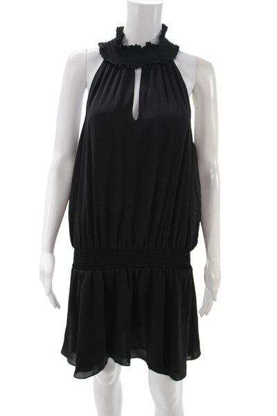 Amanda Uprichard Women Blouson Dress Black Halter Sleeveless Short Size L