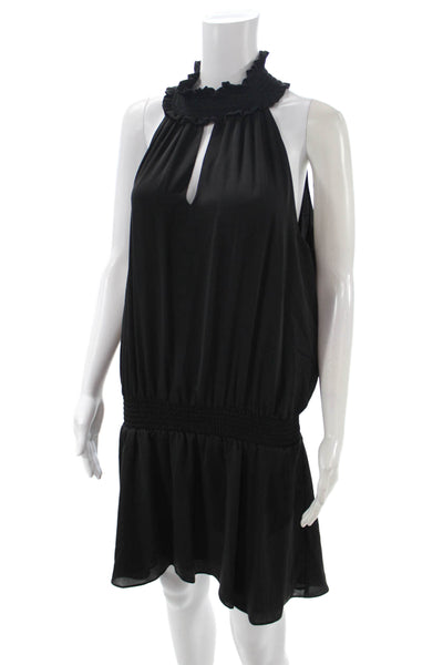 Amanda Uprichard Women Blouson Dress Black Halter Sleeveless Short Size L