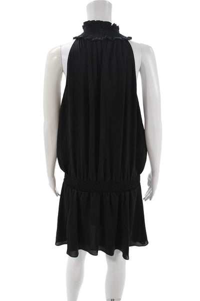 Amanda Uprichard Women Blouson Dress Black Halter Sleeveless Short Size L