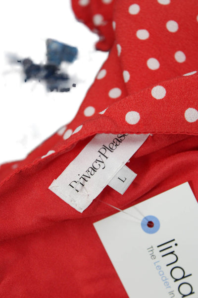 Privacy Please Women Wrap Dress Red Polka Dot V-Neck Short Sleeve Size L