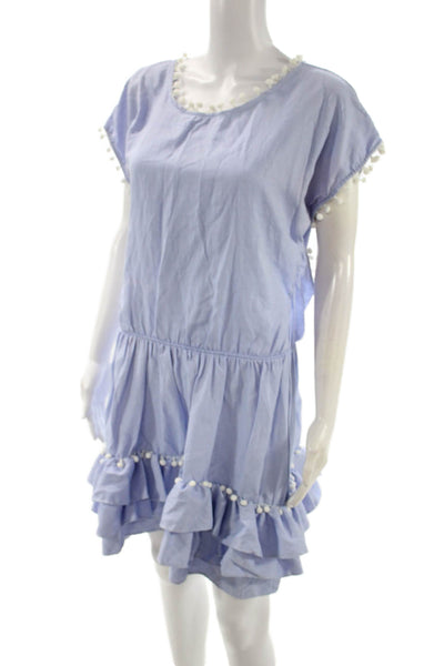 Peixoto Womens Shift Dress Blue Short Sleeve Knee Length Polyester Size M