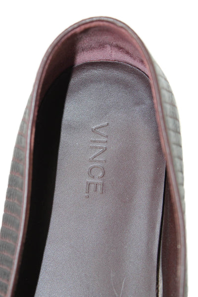 Vince Womens Faux Alligator Slip On Loafers Brown Size 9