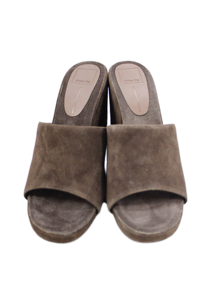 Dolce Vita Womens Suede Slide On Wedge Sandals Brown Size 9