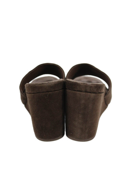 Dolce Vita Womens Suede Slide On Wedge Sandals Brown Size 9