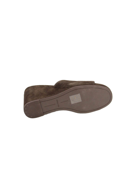 Dolce Vita Womens Suede Slide On Wedge Sandals Brown Size 9
